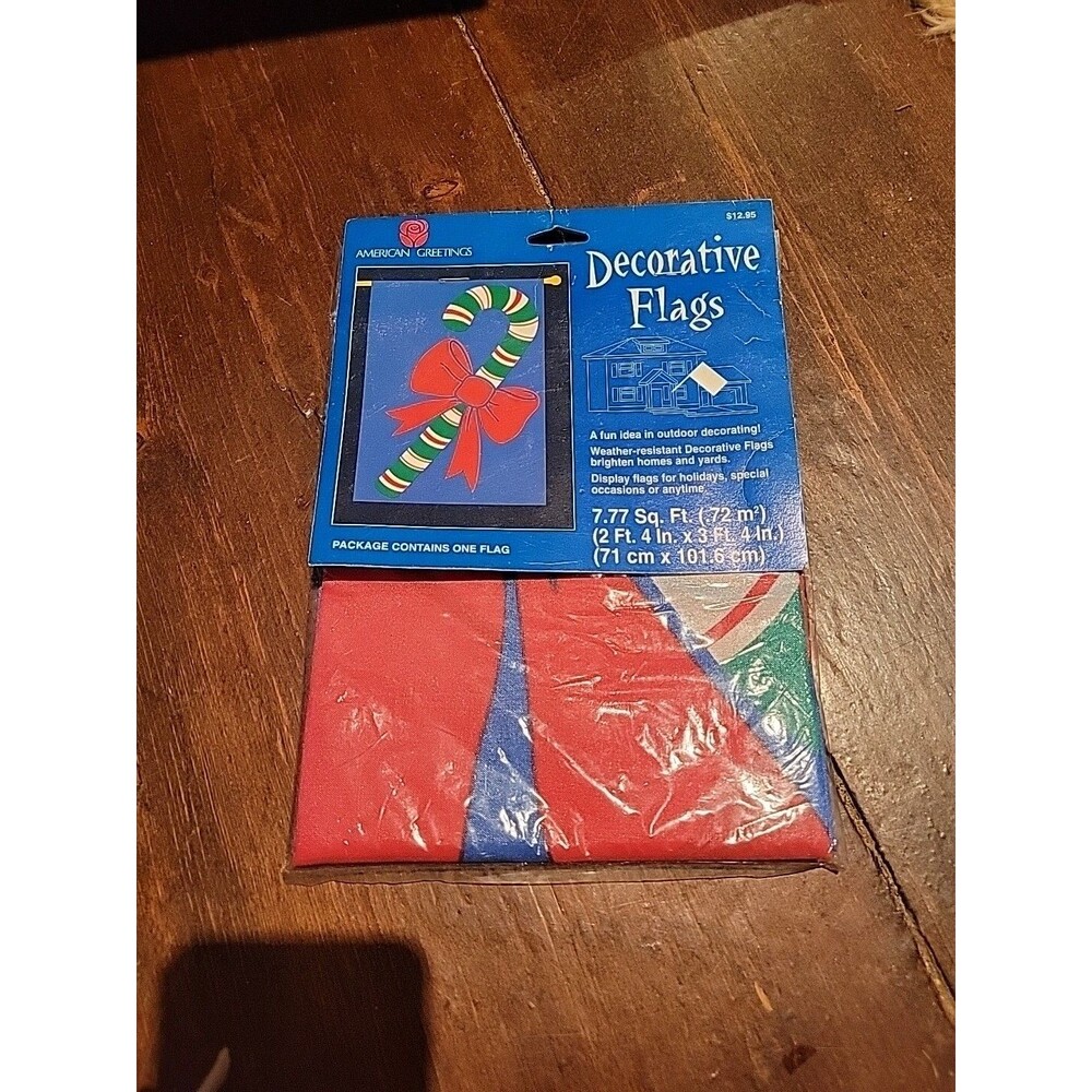 Vintage American Greetings Candy Cane Decorative Flag Christmas Outdoor Bow